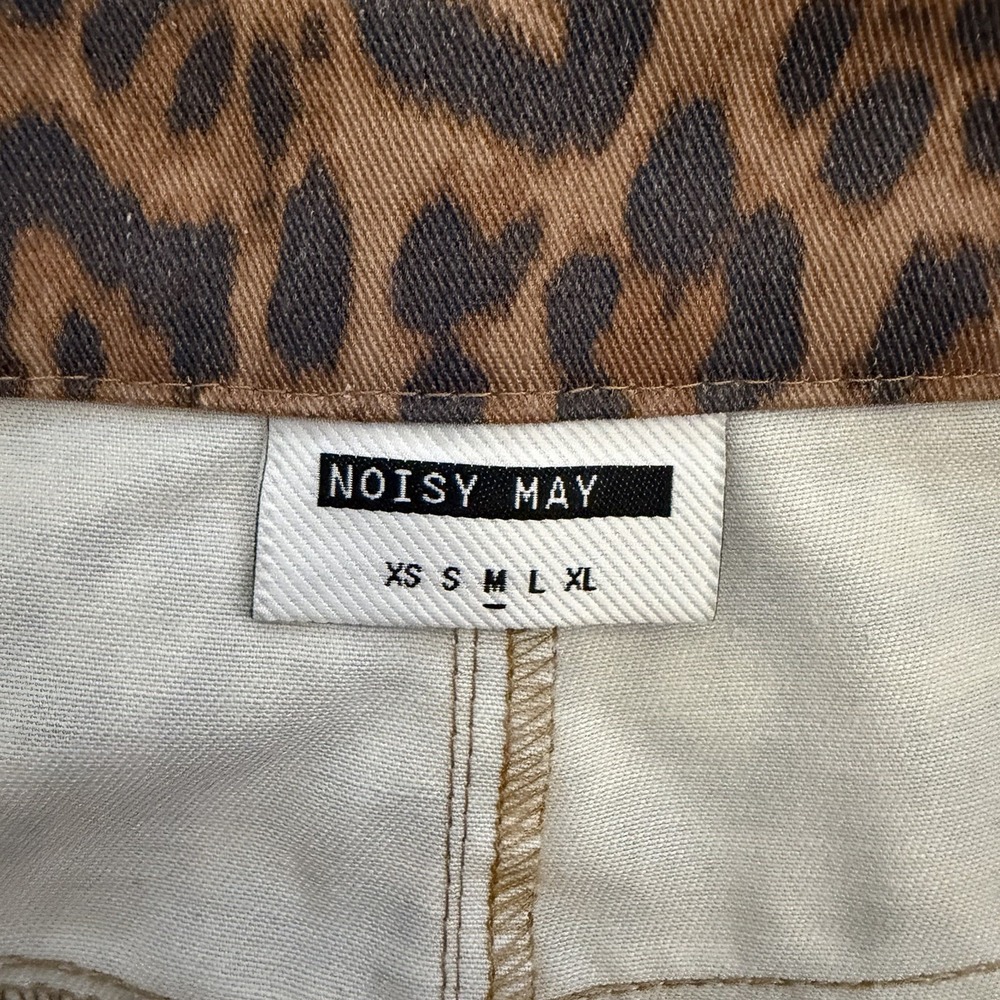 NOISY MAY‎ Women's Brown Leopard Print Straight Leg Jeans Pants Medium - Picture 7 of 12